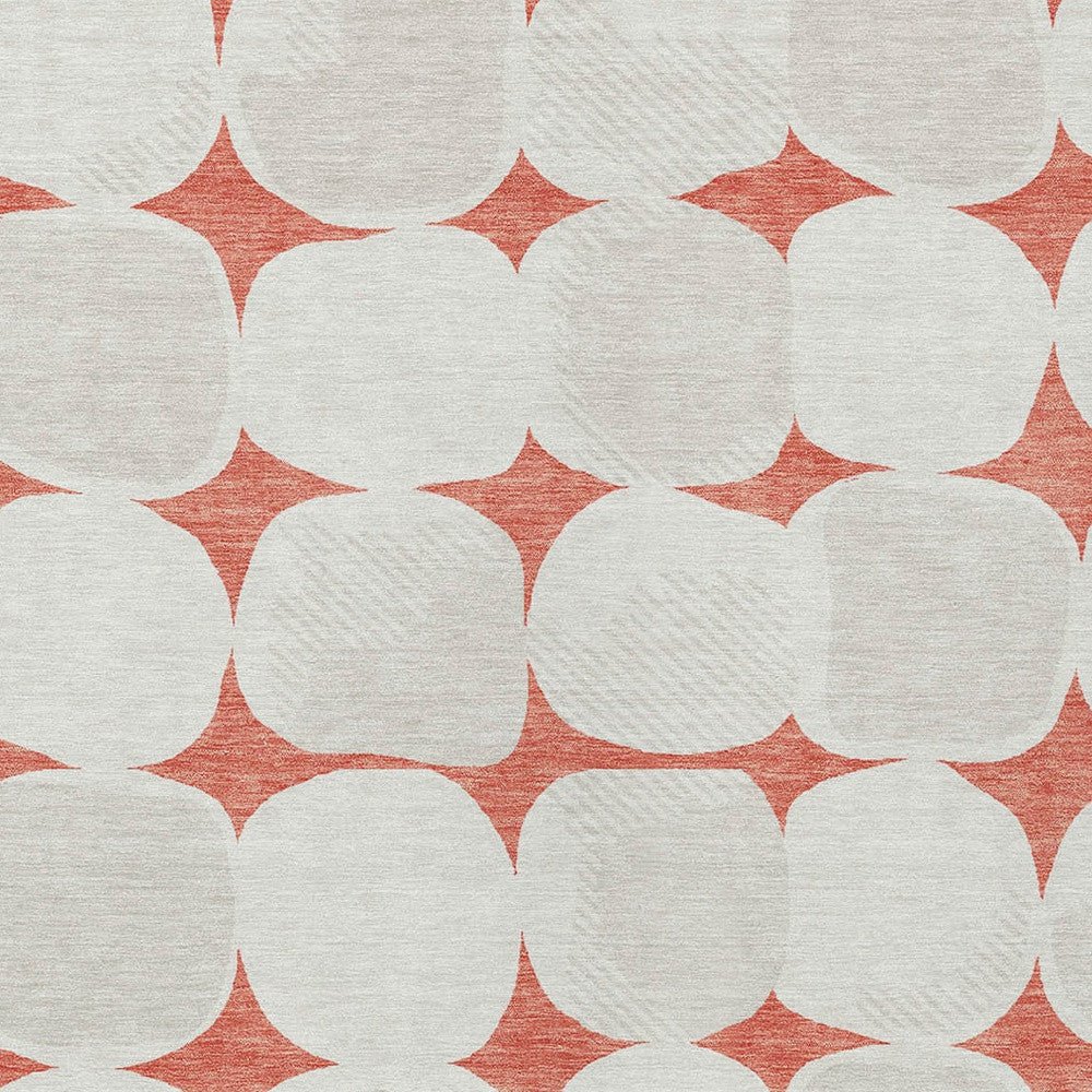 3' X 5' Salmon Beige And Ivory Abstract Washable Indoor Outdoor Area Rug - DraftFuel Sports