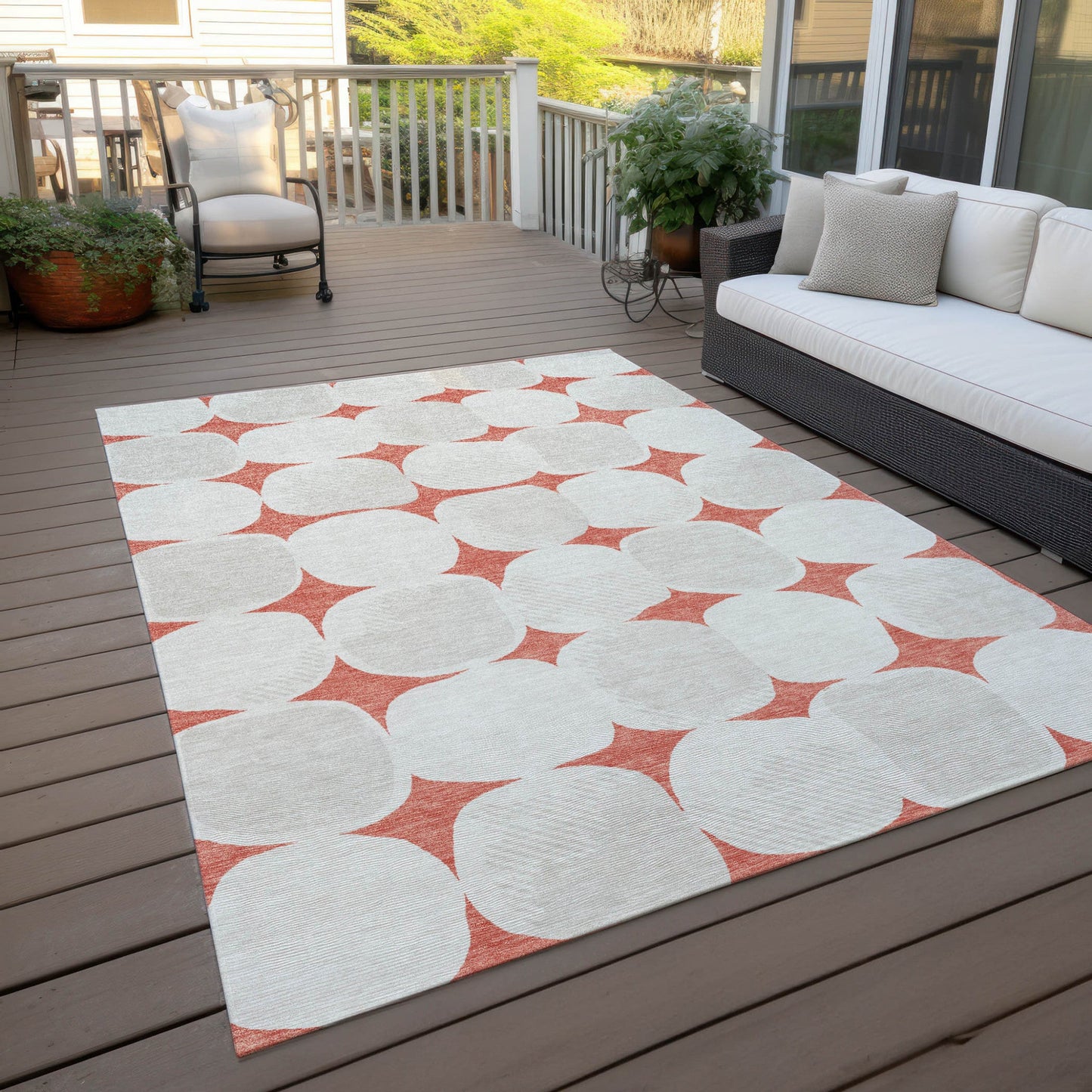 3' X 5' Salmon Beige And Ivory Abstract Washable Indoor Outdoor Area Rug - DraftFuel Sports