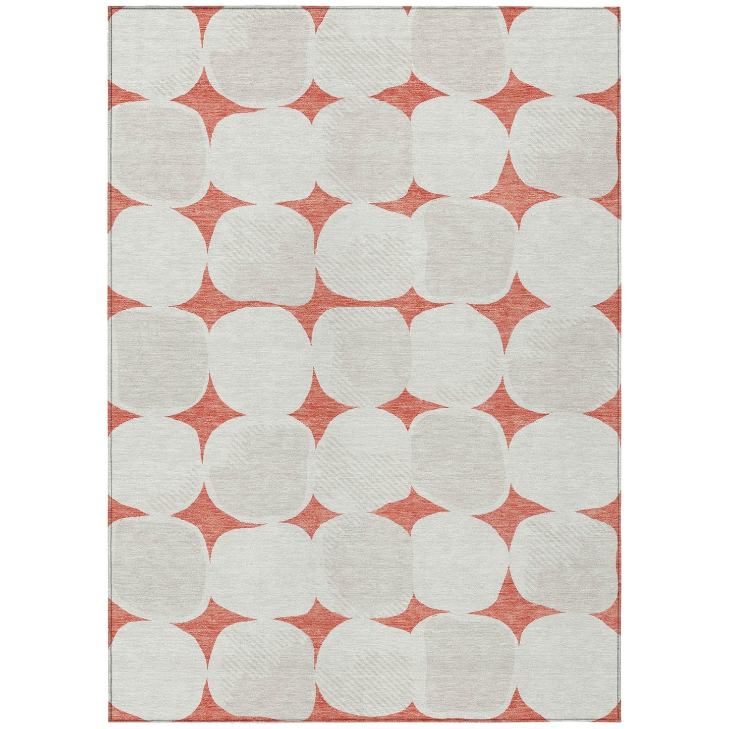 3' X 5' Salmon Beige And Ivory Abstract Washable Indoor Outdoor Area Rug - DraftFuel Sports