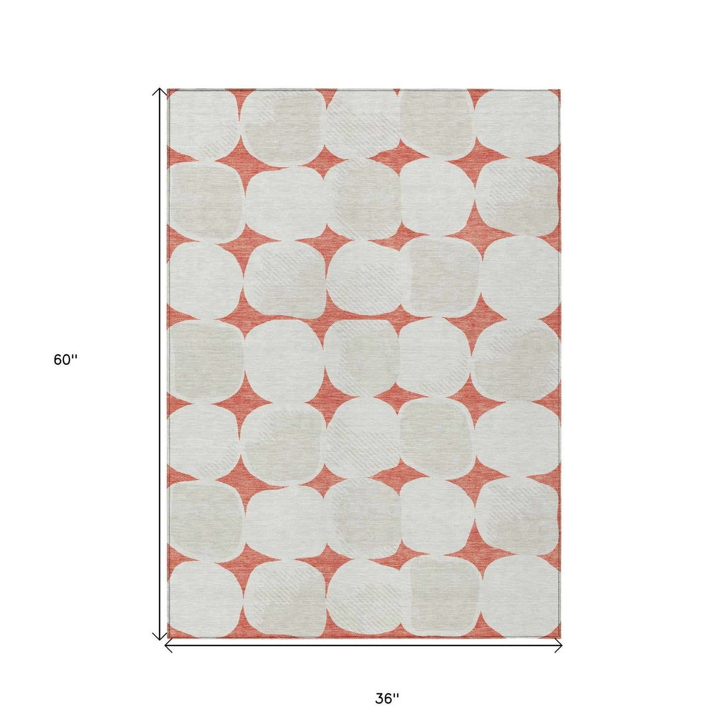 3' X 5' Salmon Beige And Ivory Abstract Washable Indoor Outdoor Area Rug - DraftFuel Sports
