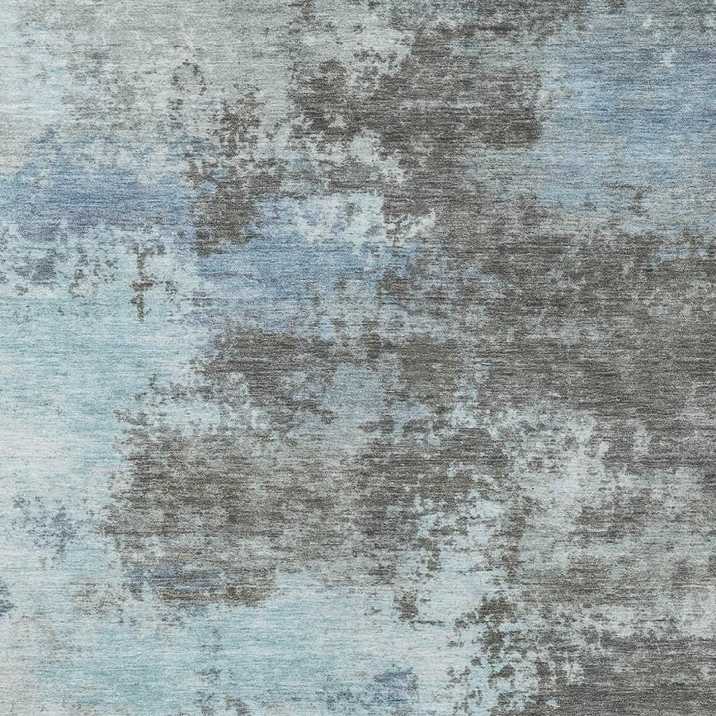 3' X 5' Taupe And Sky Blue Abstract Washable Indoor Outdoor Area Rug - DraftFuel Sports