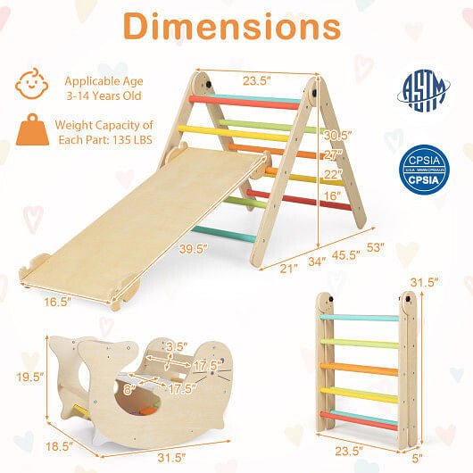 7 - in - 1 Indoor Climbing Toys for Toddlers with Reversible Ramp - Multicolor - DraftFuel Sports