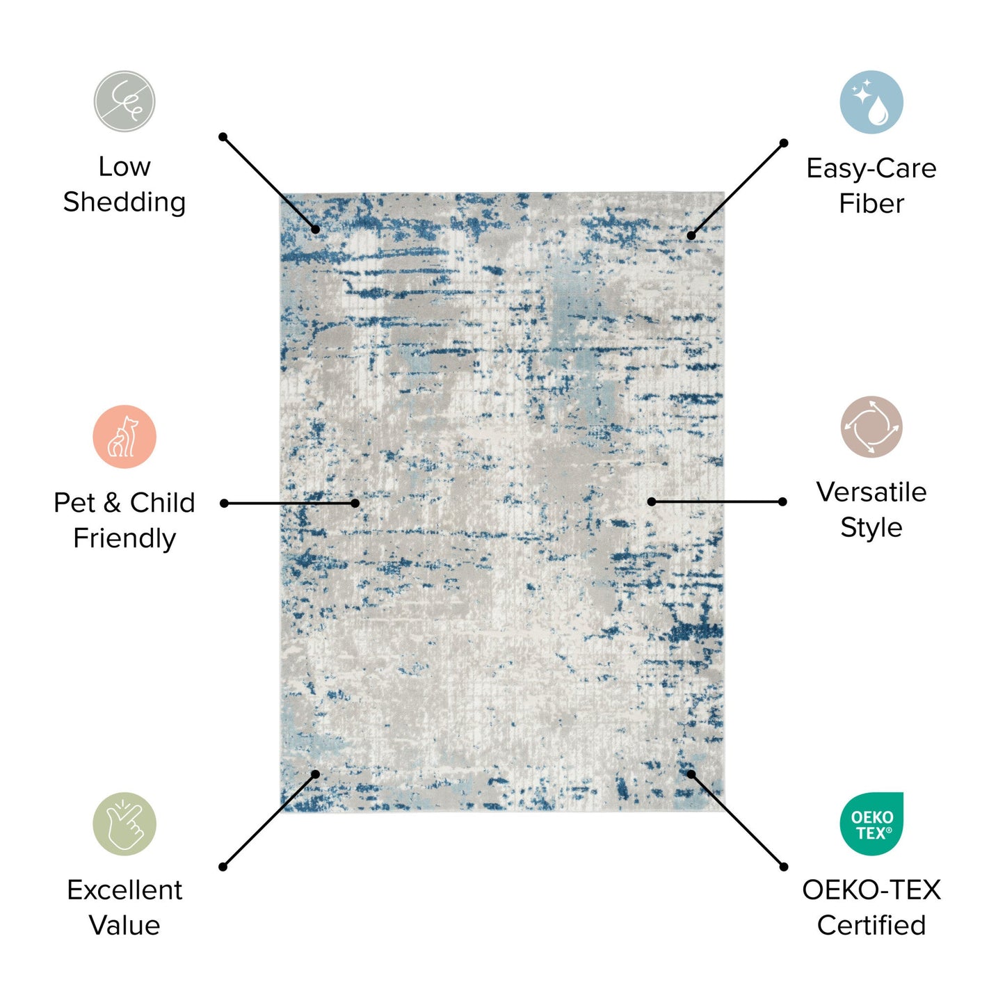 8' X 10' Beige and Gray Abstract Power Loom Area Rug - DraftFuel Sports