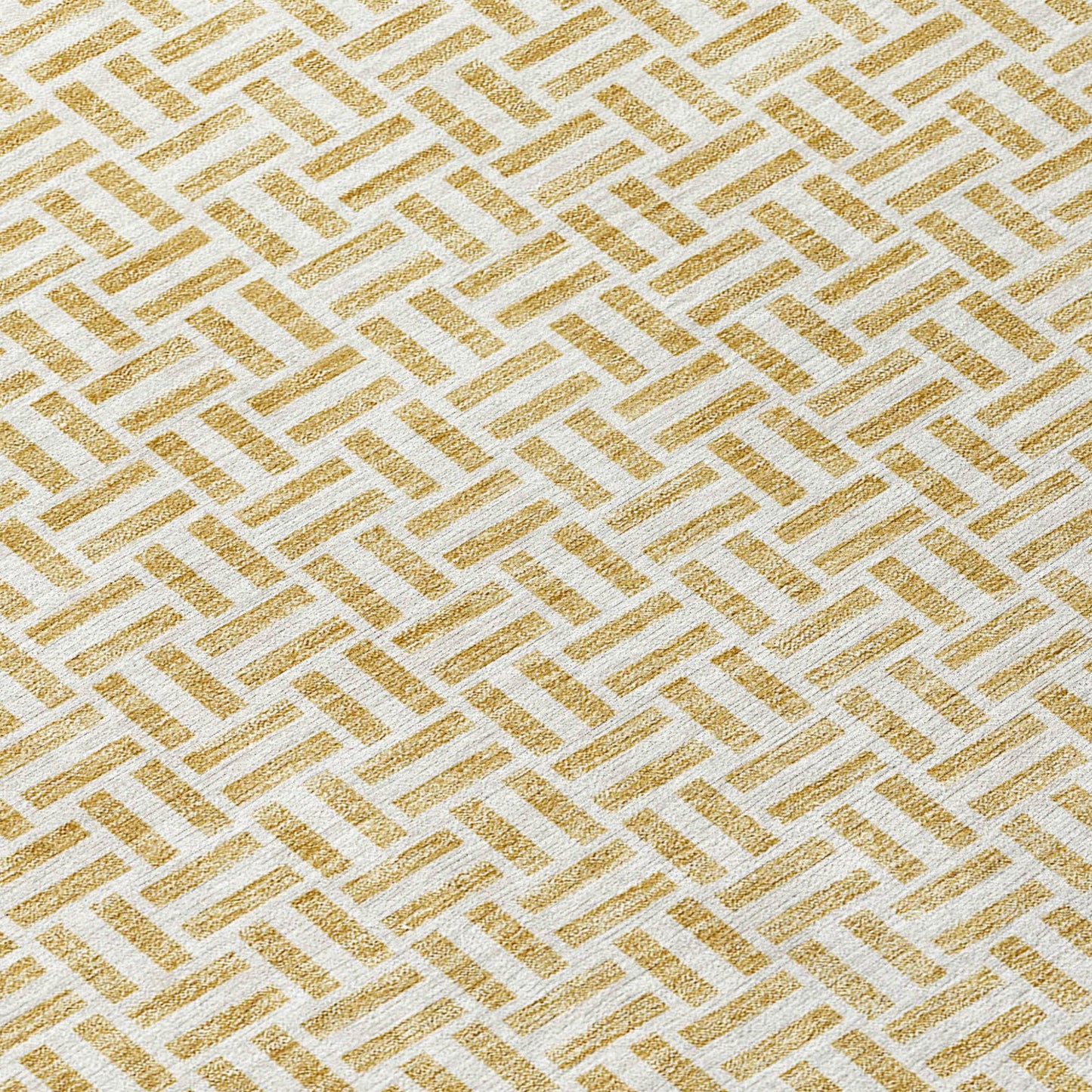 9' X 12' Gold And Ivory Geometric Washable Indoor Outdoor Area Rug - DraftFuel Sports