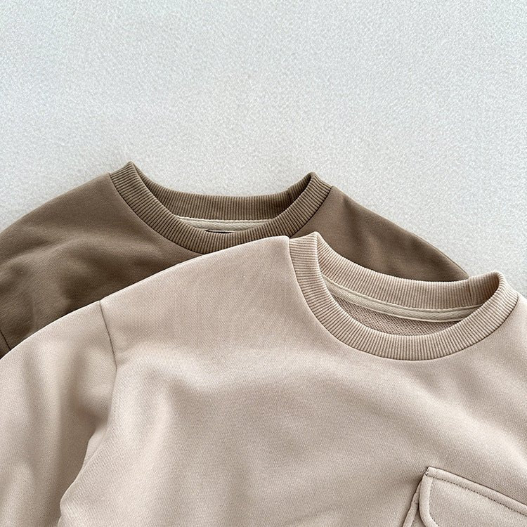 Arrival Kids Unisex Soft Comfortable Long Sleeves Solid Color Top Casual Pullover - DraftFuel Sports