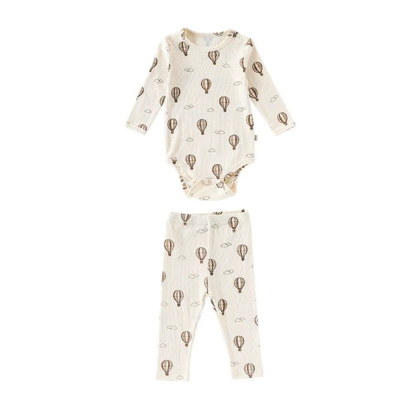 Autumn Arrival Baby Unisex Long Sleeves Casual Pattern Crew Neck Onesies and Pants Clothing Sets - DraftFuel Sports