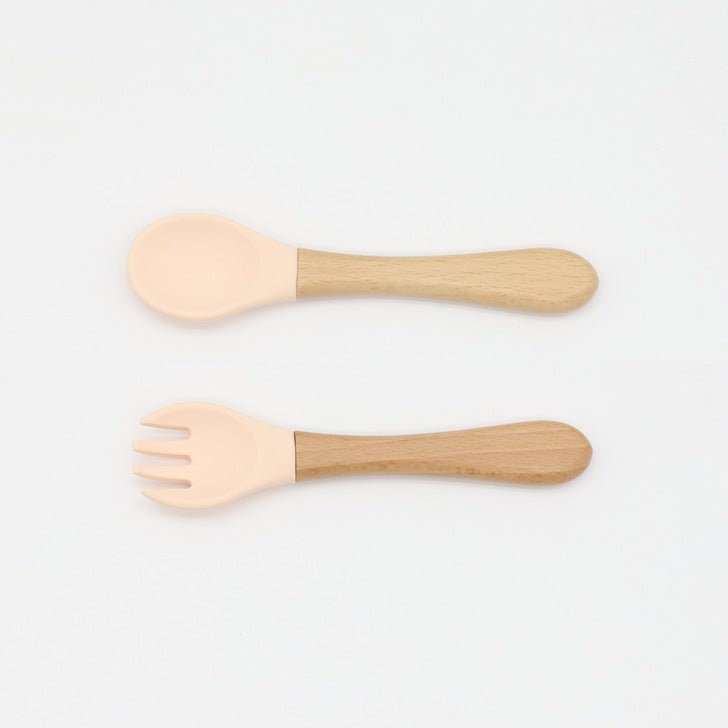 Baby Food Grade Wooden Handles Silicone Spoon Fork Cutlery - DraftFuel Sports