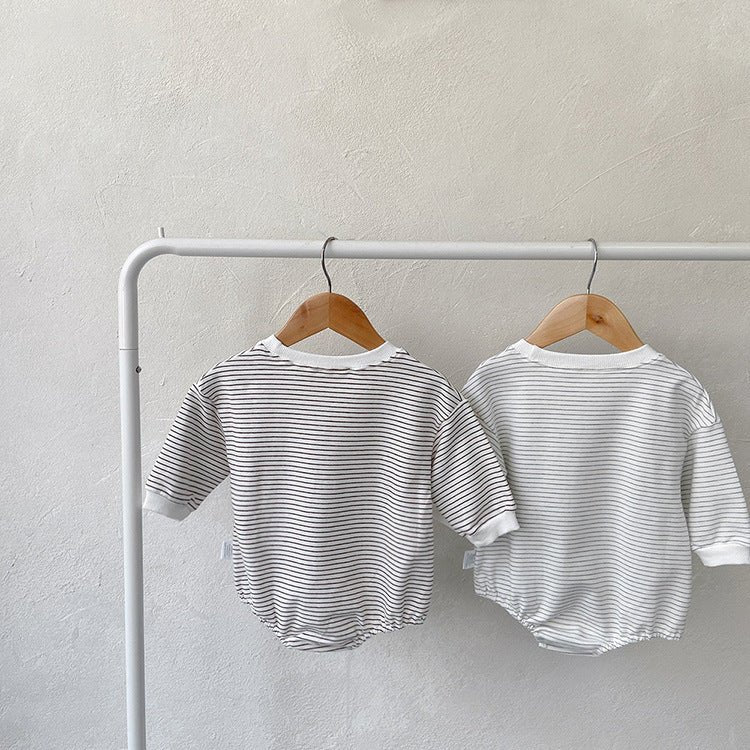 Baby Girl Striped Pattern Big Pocket Design Newborn Bodysuit - DraftFuel Sports