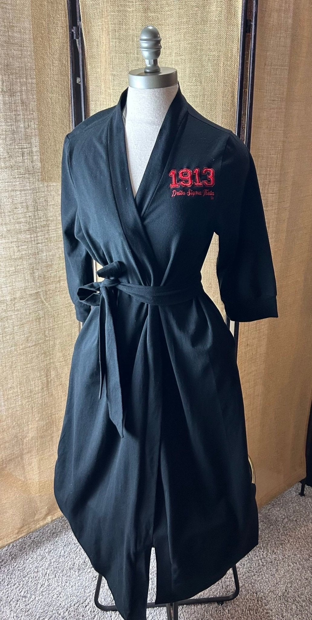 Cotton Black Knit Kimono Robe - DraftFuel Sports
