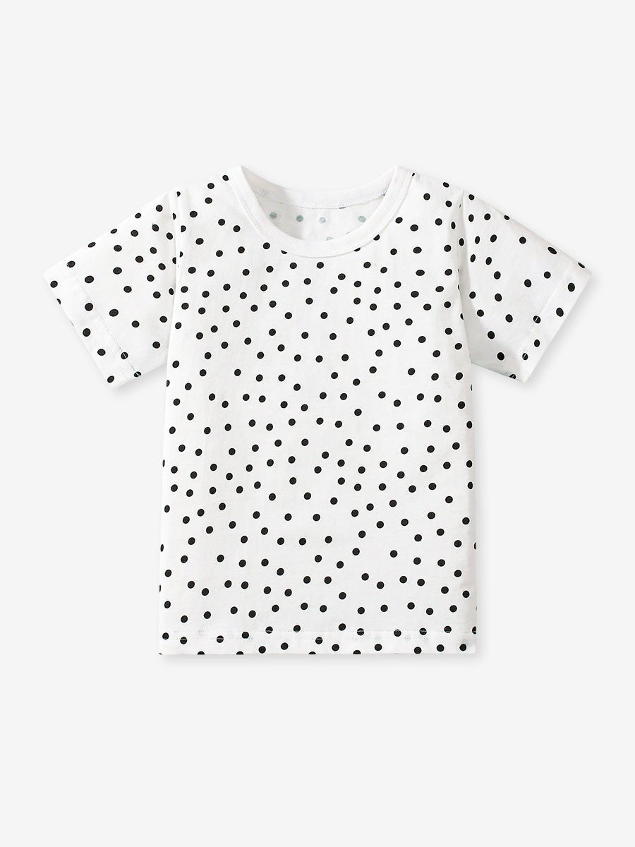 Girls’ Dots Cartoon Pattern Short Sleeves T-shirt in European and American Style for Summer - DraftFuel Sports