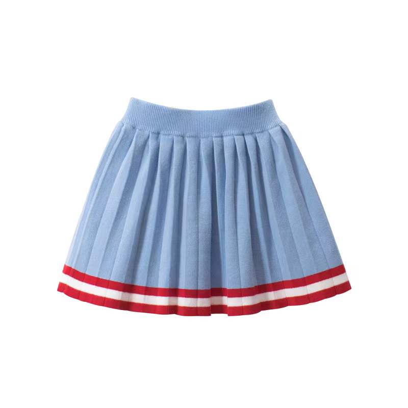 Girls Navy Collar Top Combo Skirt Knitwear Sets - DraftFuel Sports