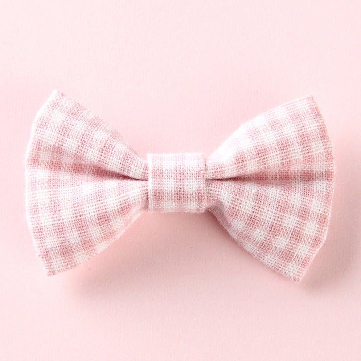 Girls Plaid Pattern Bow Tie Hair Fabric 2 pc. Clips Handmade Accessory - DraftFuel Sports