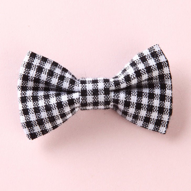 Girls Plaid Pattern Bow Tie Hair Fabric 2 pc. Clips Handmade Accessory - DraftFuel Sports