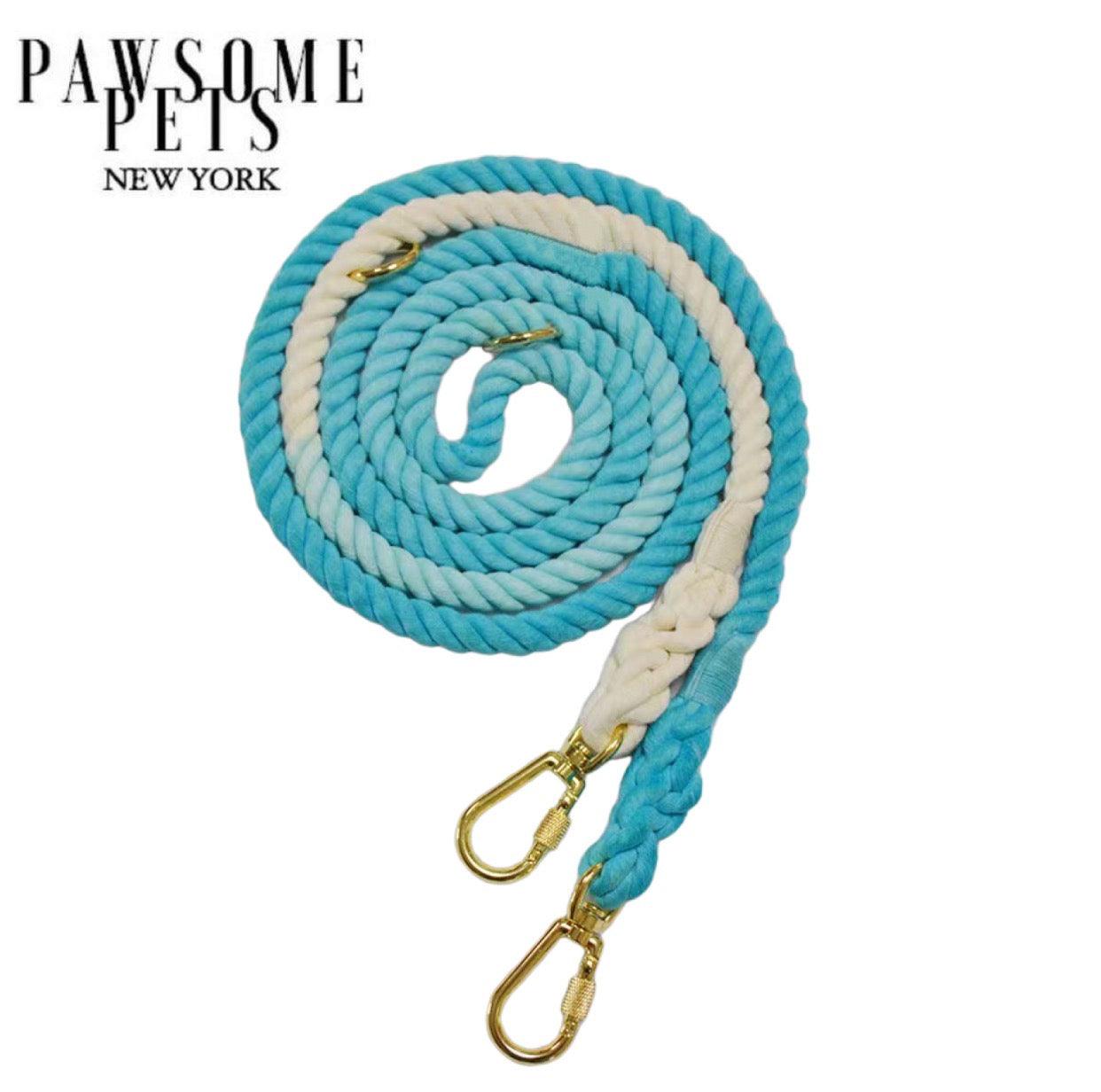 HANDS FREE DOG ROPE LEASH - OMBRE LIGHT BLUE - DraftFuel Sports