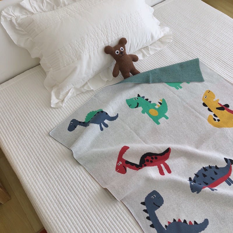 Hot Selling Knitted Blanket With Cute Dinosaurs Pattern: New Collection For Newborn Baby And Kids - DraftFuel Sports