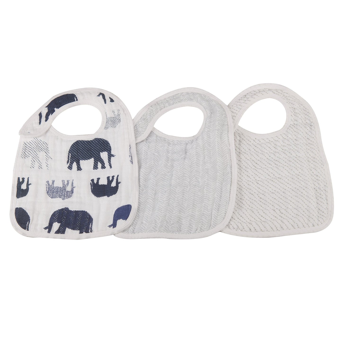 In the Wild Elephant Cotton Muslin Snap Bibs 3PK - DraftFuel Sports