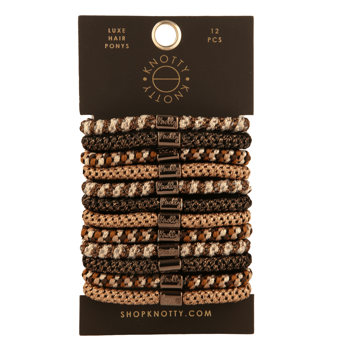 Luxe Hair Pony 12 - Pack | Brown Metallics - DraftFuel Sports