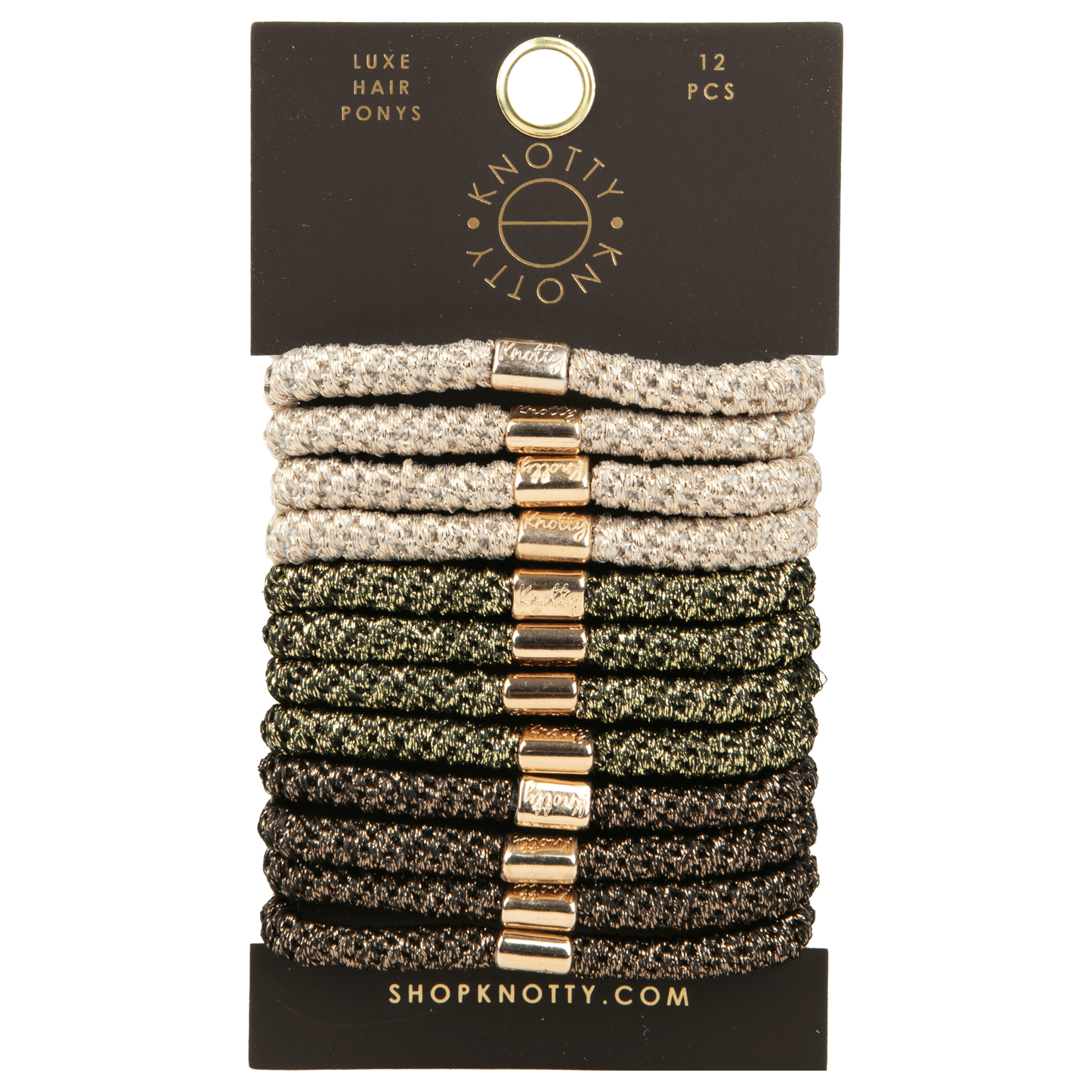 Luxe Hair Pony 12 - Pack | Earth Metallics - DraftFuel Sports