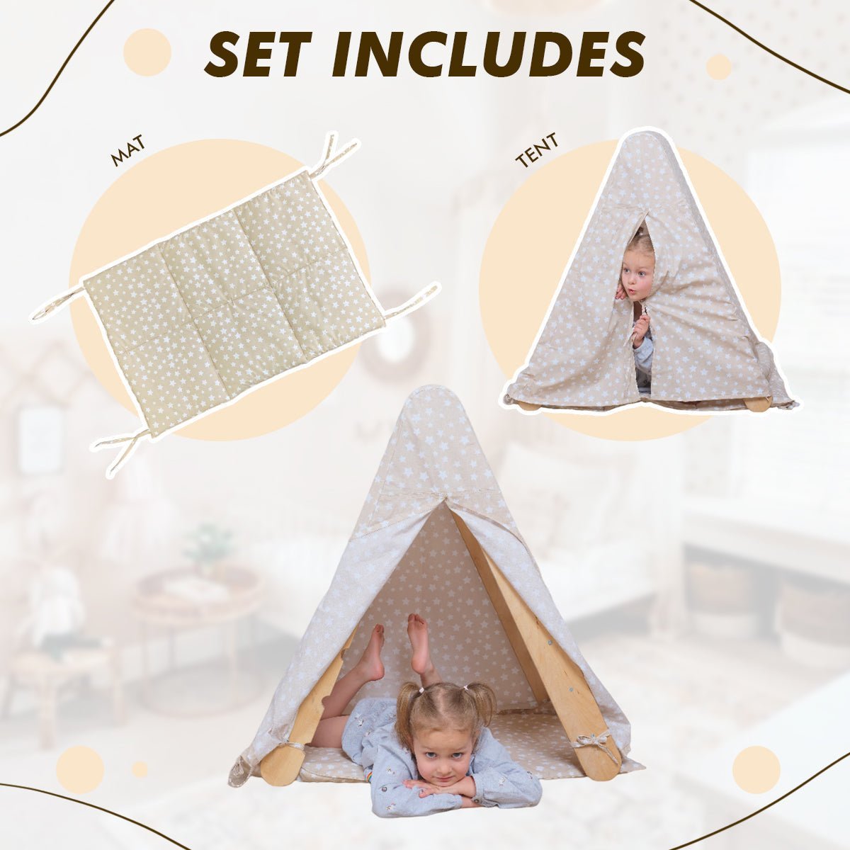 Play Tent Cover with Mat for Climbing Triangle Ladder - DraftFuel Sports