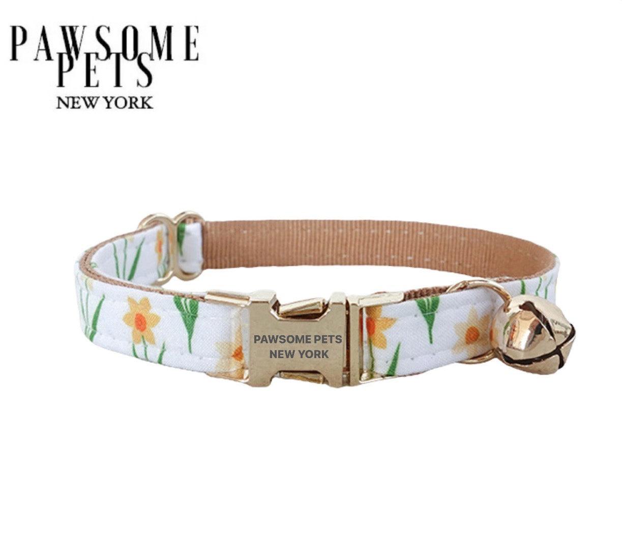 SMALL SIZE DOG & CAT COLLAR - KHAKI FLOWERS - DraftFuel Sports