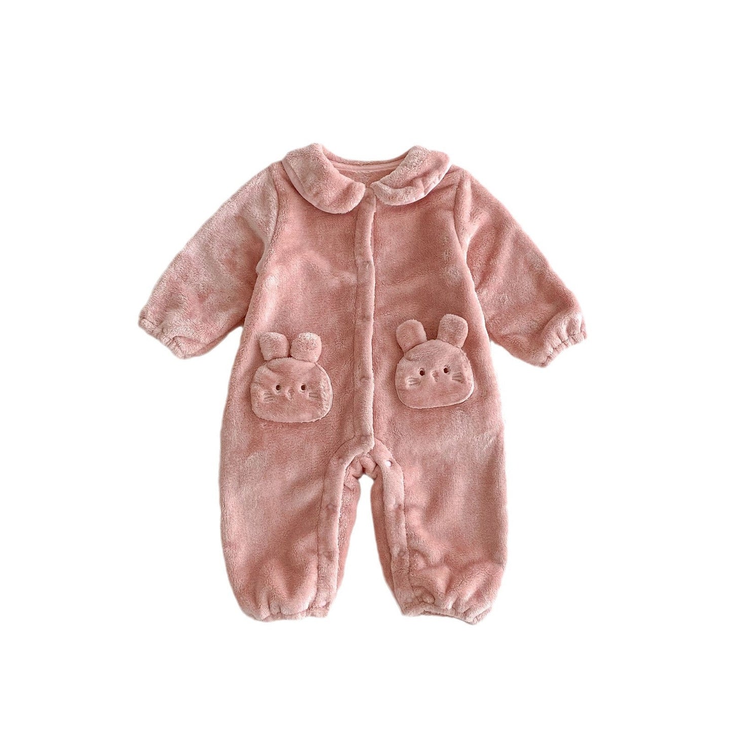 Winter Arrival Baby Girls Cute Rabbits Pattern Warm Double - sided Fleece Rompers - DraftFuel Sports