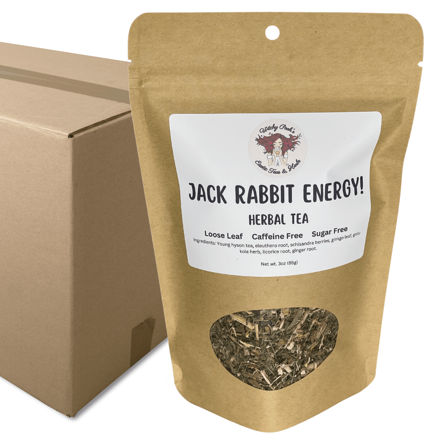 Witchy Pooh's Jack Rabbit Energy Tea - Loose Leaf Herbal Tea, Caffeine Free, Sugar Free - DraftFuel Sports