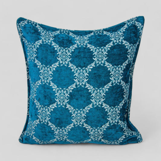 18" Turkish Square Pillow Cover - Turquoise Floral - DraftFuel Sports