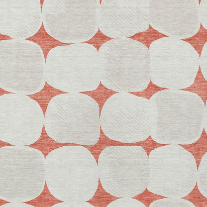3' X 5' Salmon Beige And Ivory Abstract Washable Indoor Outdoor Area Rug - DraftFuel Sports