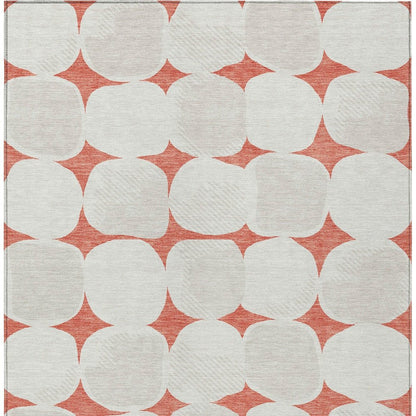 3' X 5' Salmon Beige And Ivory Abstract Washable Indoor Outdoor Area Rug - DraftFuel Sports