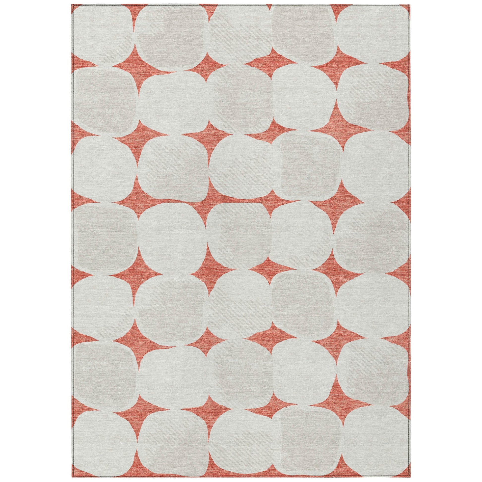 3' X 5' Salmon Beige And Ivory Abstract Washable Indoor Outdoor Area Rug - DraftFuel Sports