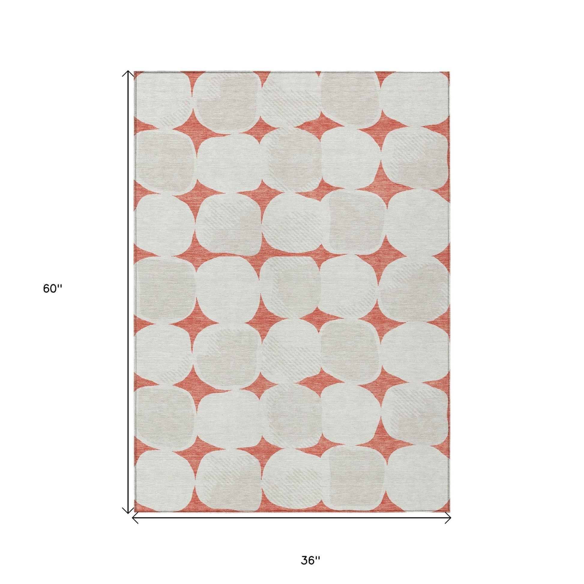 3' X 5' Salmon Beige And Ivory Abstract Washable Indoor Outdoor Area Rug - DraftFuel Sports