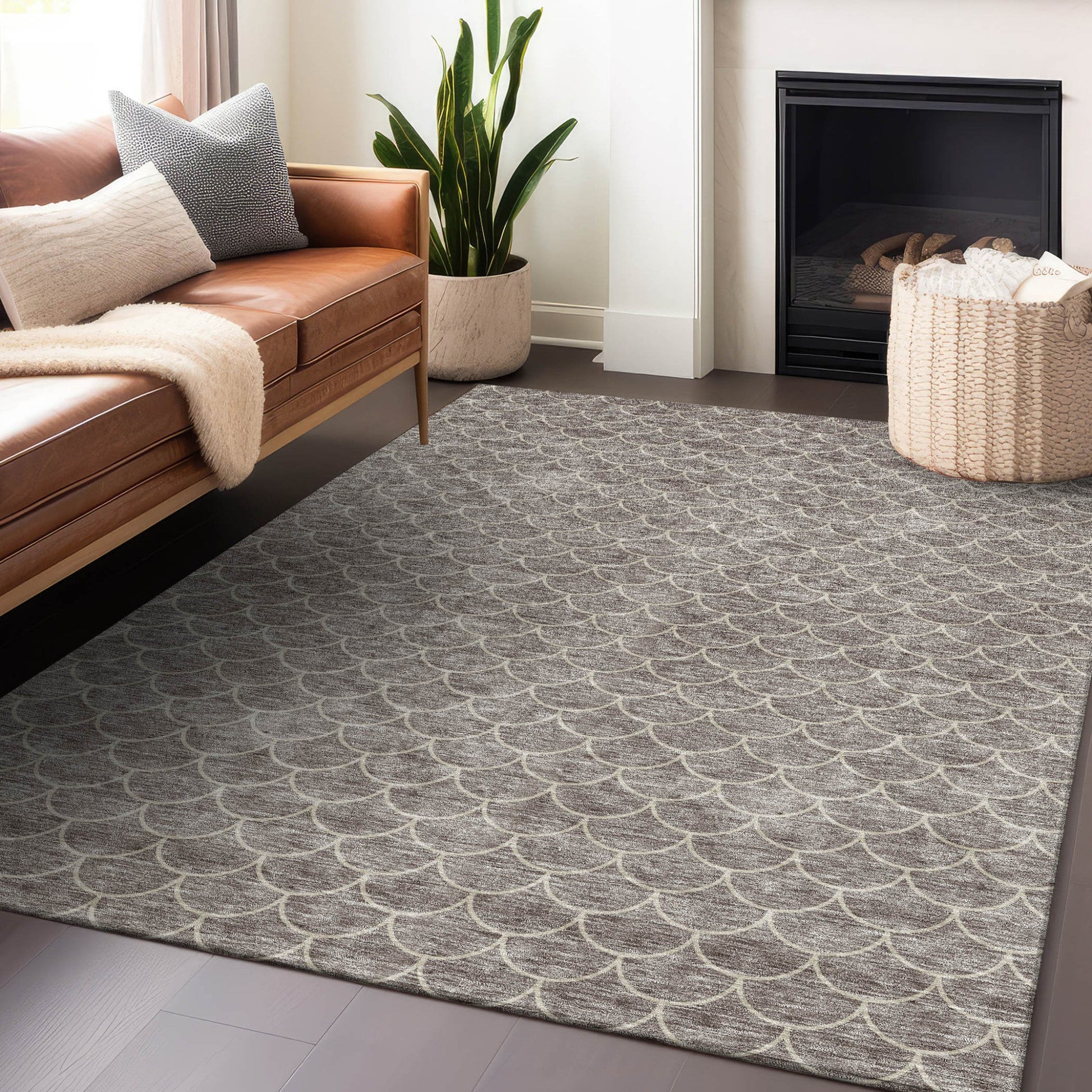 3' X 5' Taupe And Beige Geometric Washable Indoor Outdoor Area Rug - DraftFuel Sports