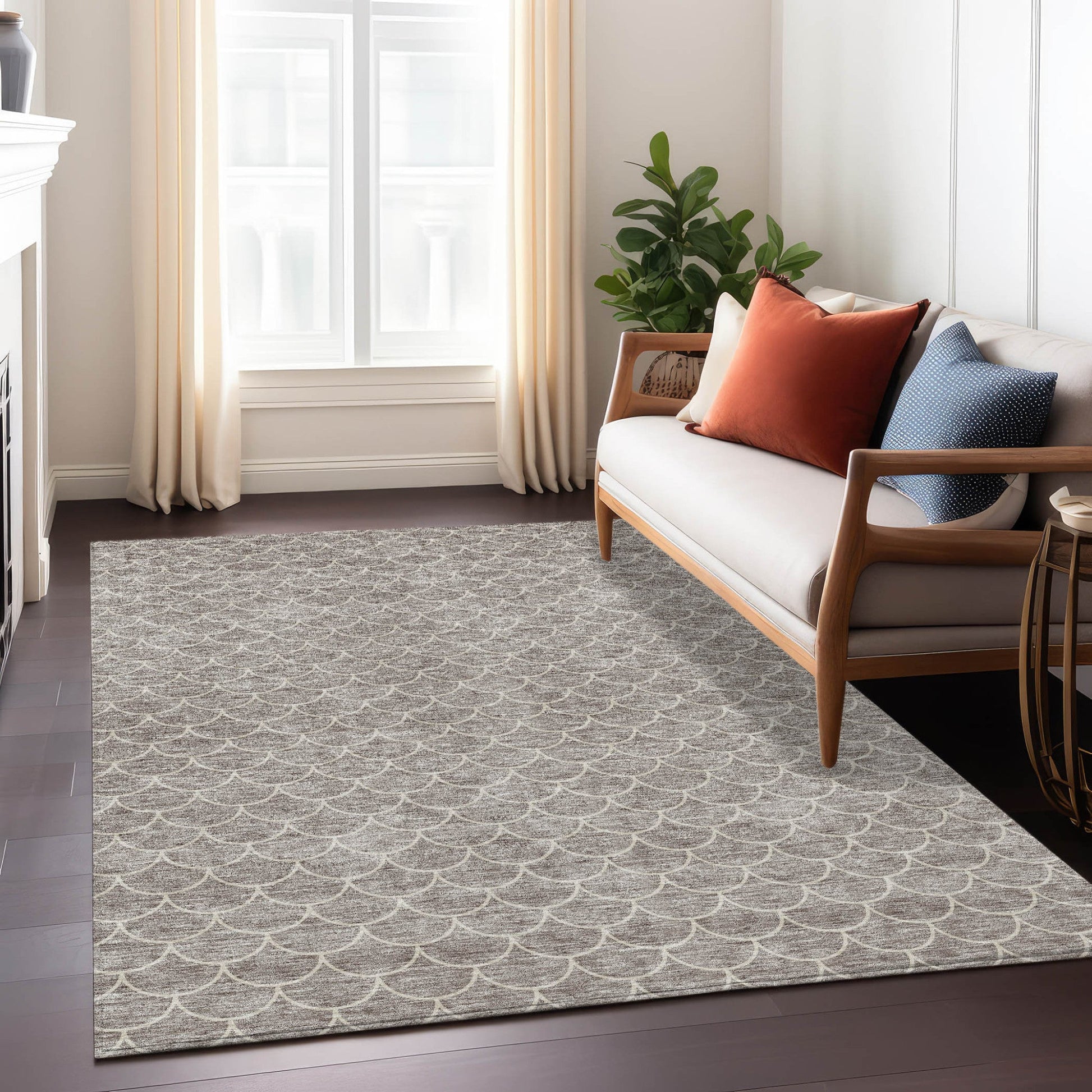 3' X 5' Taupe And Beige Geometric Washable Indoor Outdoor Area Rug - DraftFuel Sports