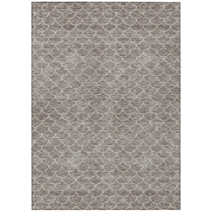 3' X 5' Taupe And Beige Geometric Washable Indoor Outdoor Area Rug - DraftFuel Sports