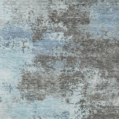3' X 5' Taupe And Sky Blue Abstract Washable Indoor Outdoor Area Rug - DraftFuel Sports