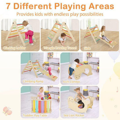7 - in - 1 Indoor Climbing Toys for Toddlers with Reversible Ramp - Multicolor - DraftFuel Sports