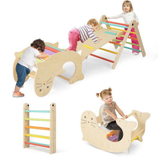 7 - in - 1 Indoor Climbing Toys for Toddlers with Reversible Ramp - Multicolor - DraftFuel Sports