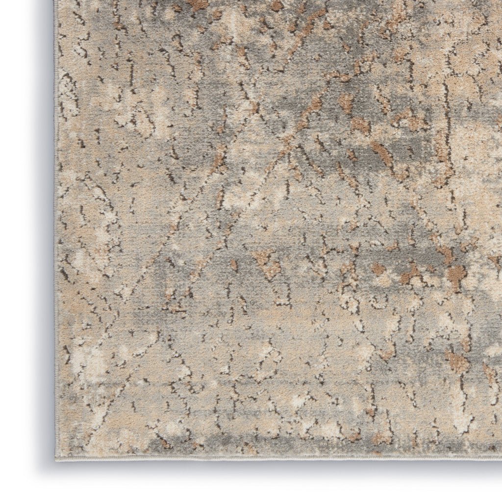 8' X 10' Beige and Gray Abstract Power Loom Area Rug - DraftFuel Sports