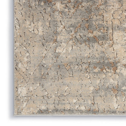 8' X 10' Beige and Gray Abstract Power Loom Area Rug - DraftFuel Sports