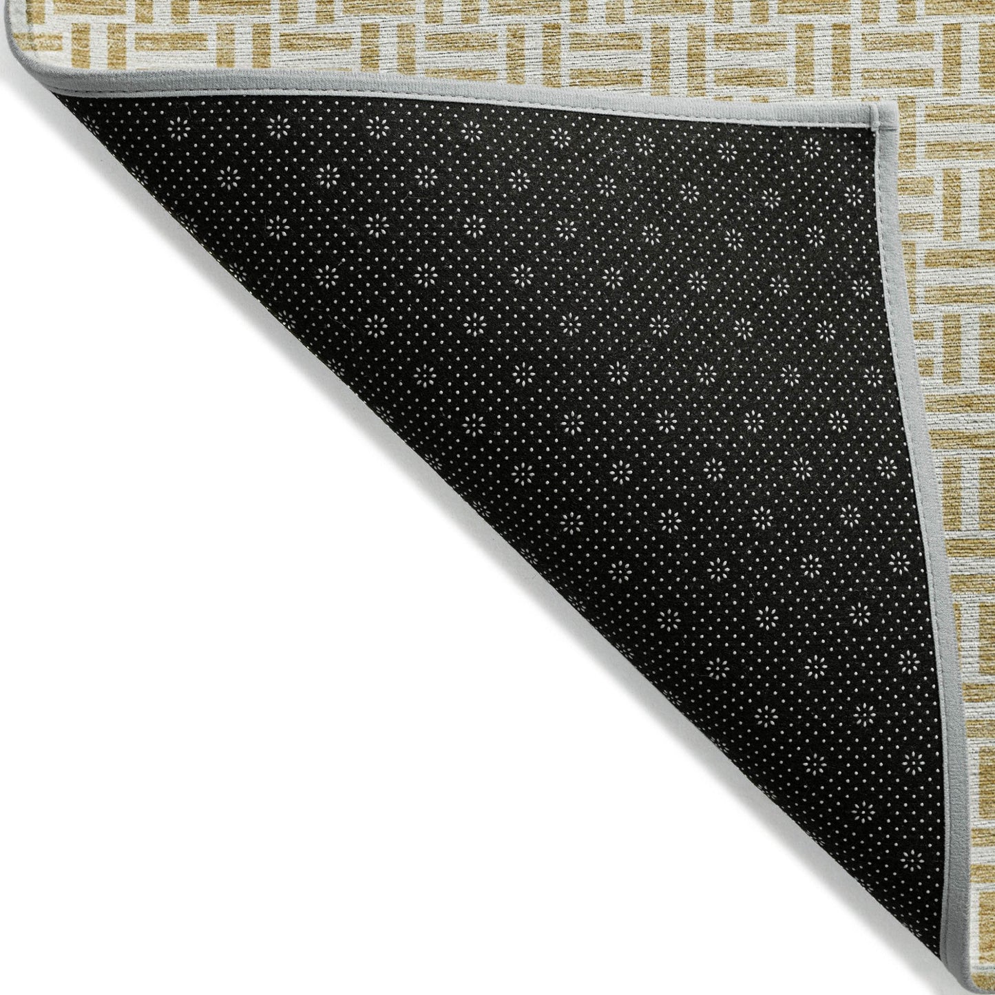 9' X 12' Gold And Ivory Geometric Washable Indoor Outdoor Area Rug - DraftFuel Sports