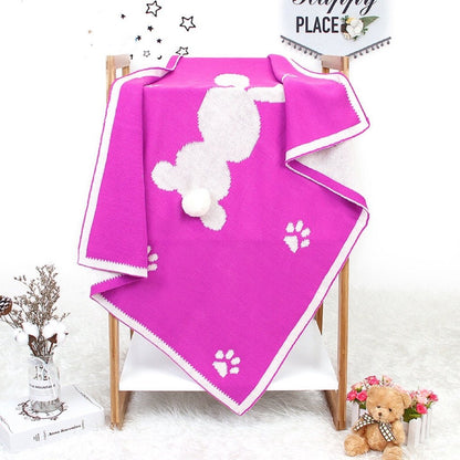 Baby Cartoon Rabbit & Footprints Embroidered Graphic 3D Tail Blanket - DraftFuel Sports