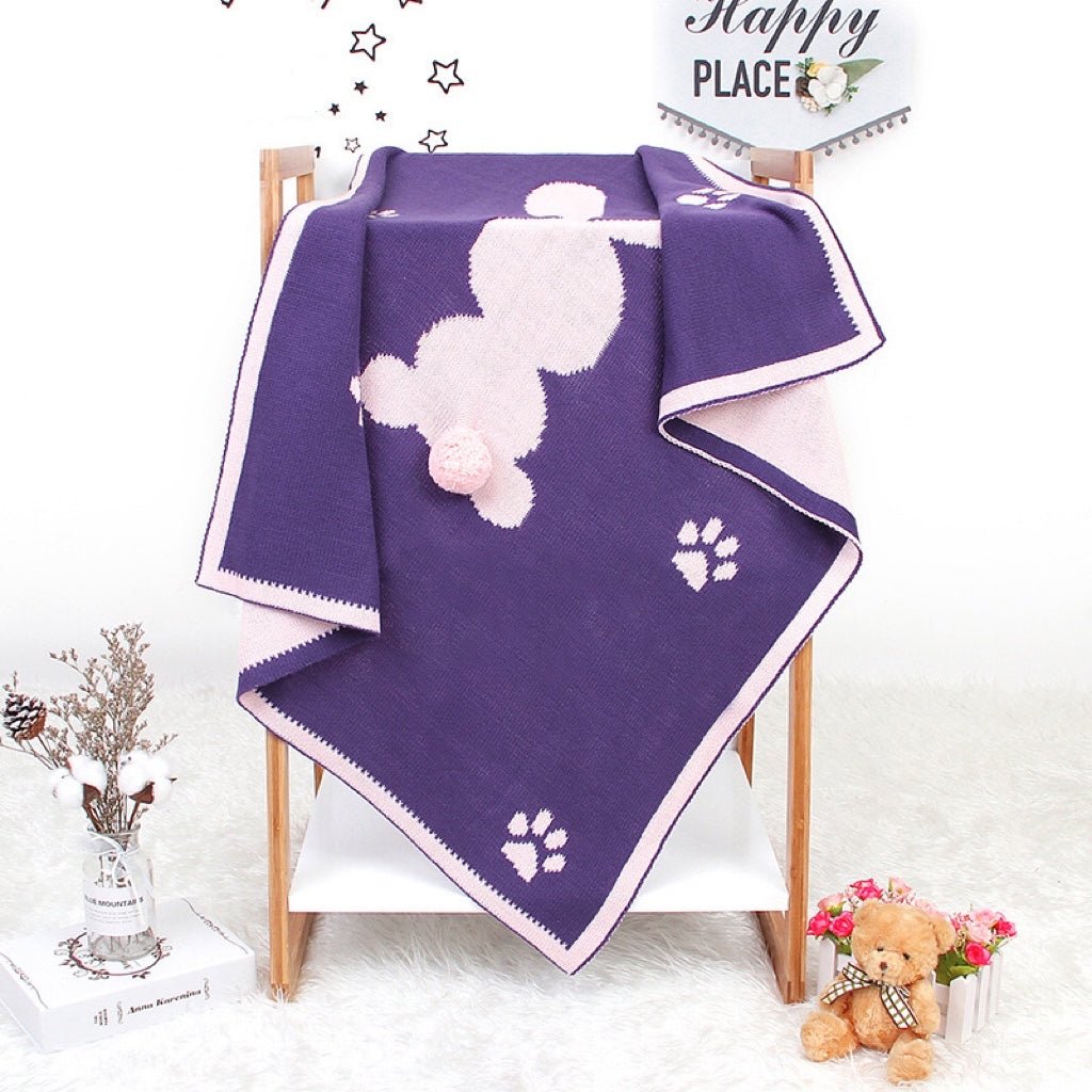 Baby Cartoon Rabbit & Footprints Embroidered Graphic 3D Tail Blanket - DraftFuel Sports