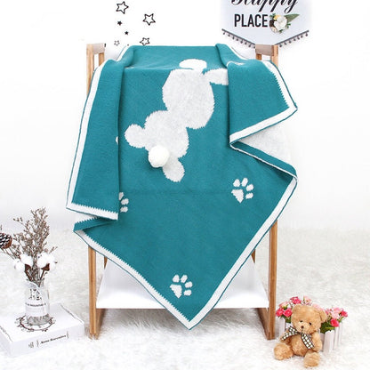 Baby Cartoon Rabbit & Footprints Embroidered Graphic 3D Tail Blanket - DraftFuel Sports