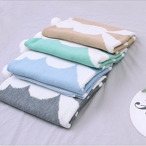 Baby Cartoon Rabbit & Footprints Embroidered Graphic 3D Tail Blanket - DraftFuel Sports