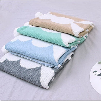 Baby Cartoon Rabbit & Footprints Embroidered Graphic 3D Tail Blanket - DraftFuel Sports