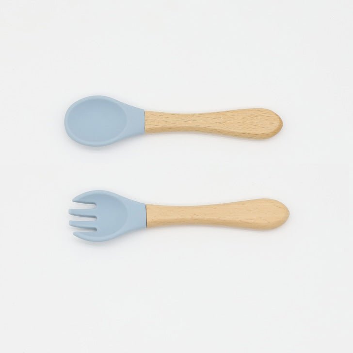 Baby Food Grade Wooden Handles Silicone Spoon Fork Cutlery - DraftFuel Sports
