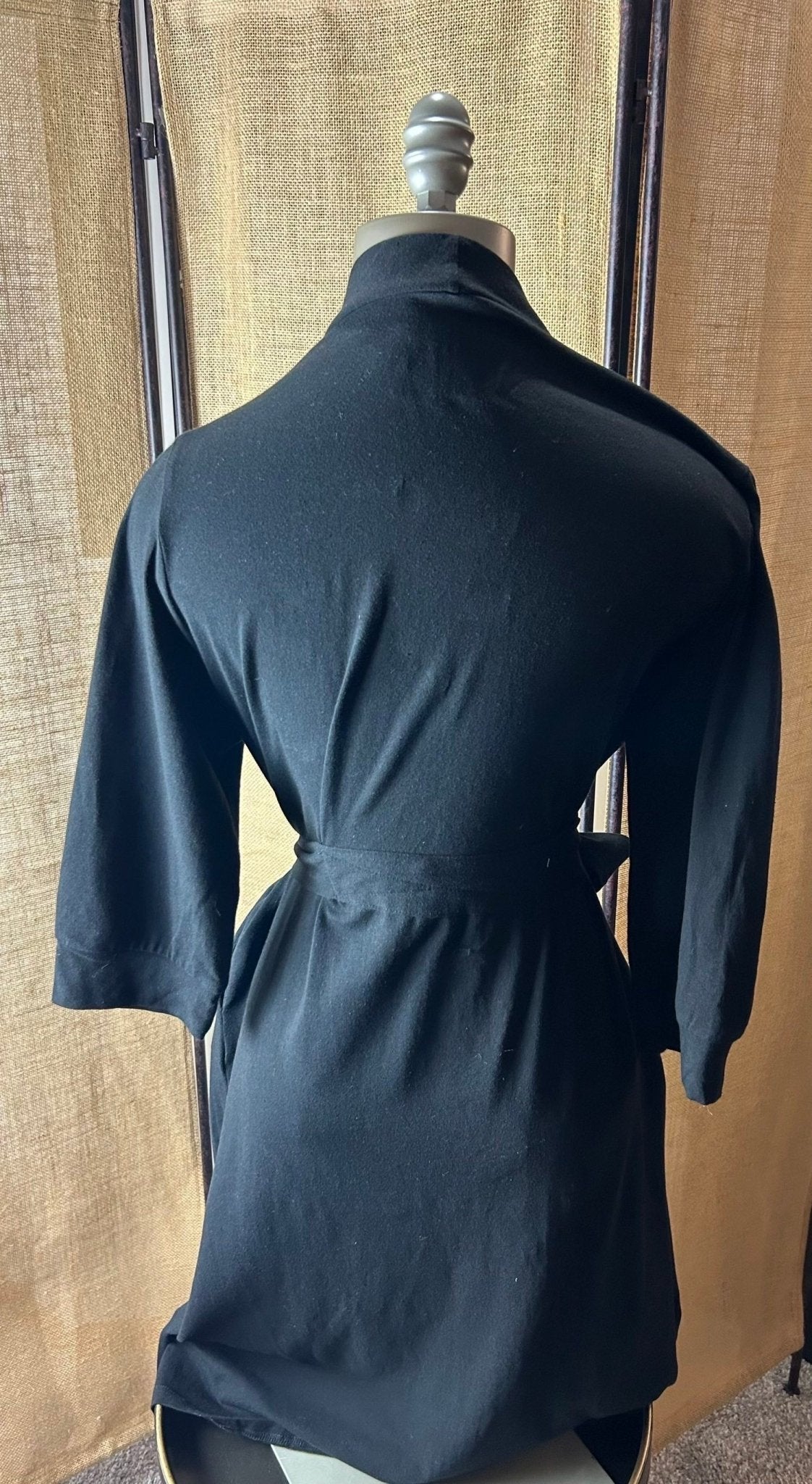 Cotton Black Knit Kimono Robe - DraftFuel Sports