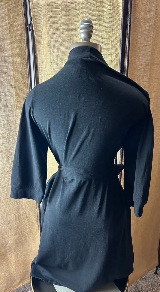 Cotton Black Knit Kimono Robe - DraftFuel Sports
