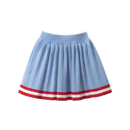 Girls Navy Collar Top Combo Skirt Knitwear Sets - DraftFuel Sports