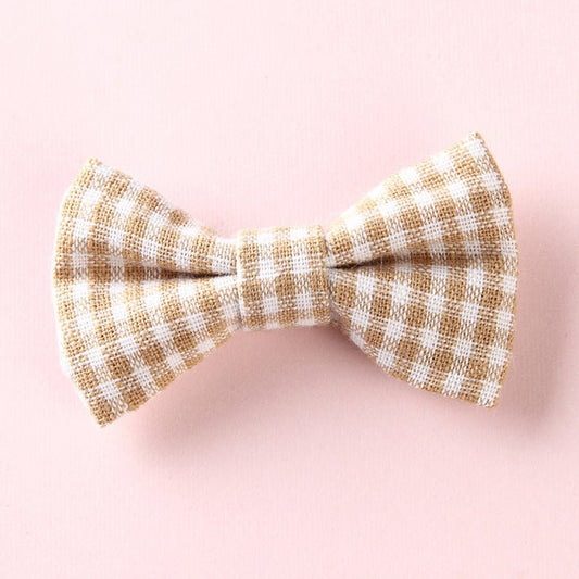 Girls Plaid Pattern Bow Tie Hair Fabric 2 pc. Clips Handmade Accessory - DraftFuel Sports